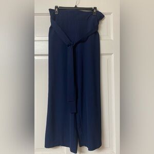 NY & Co belted navy wide leg trousers